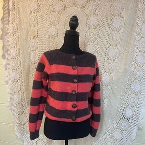 Twee Striped Pink and Gray Women's Sweater